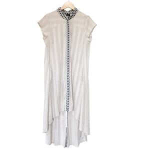 Snider Tan Blue Tunic High Low Dress Sz L